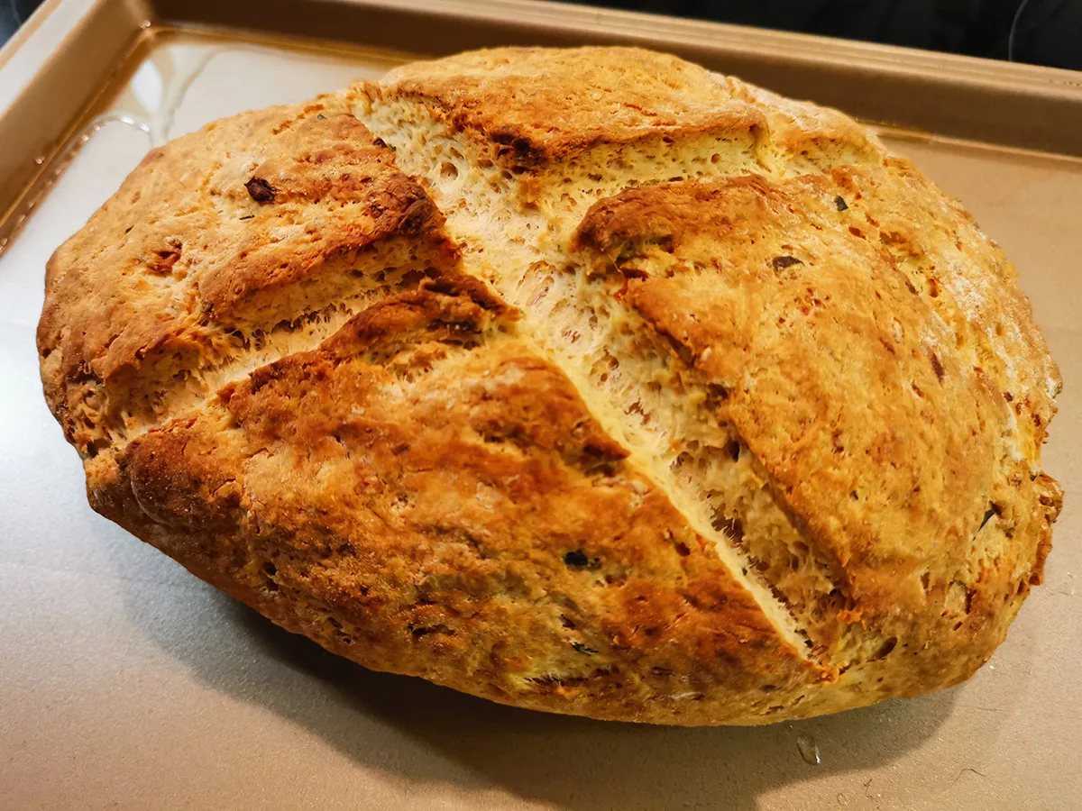 Rustic olive soda bread recipe