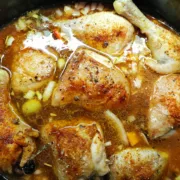 Rustic chicken casserole with green olives recipe