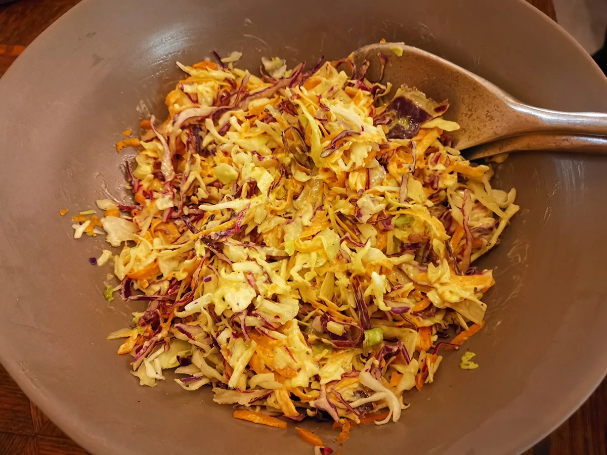 Mustard olive oil coleslaw recipe