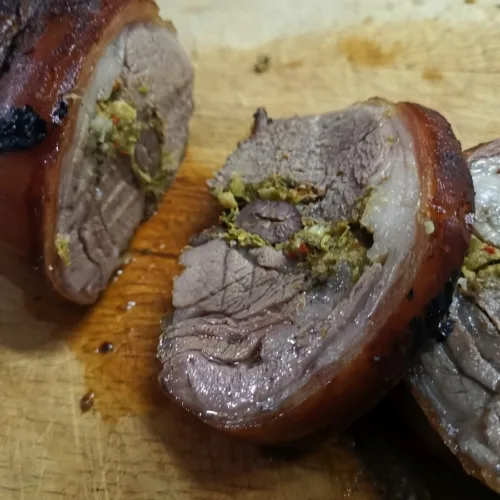 Olive stuffed lamb loin