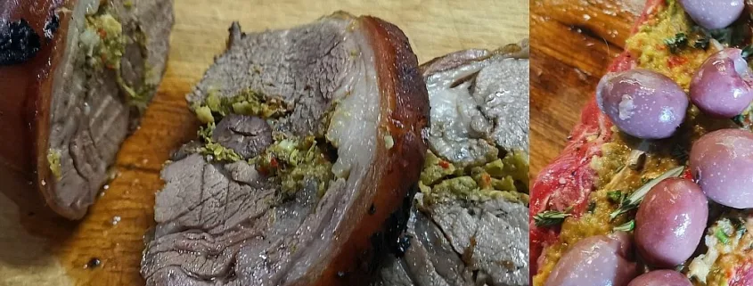 Olive stuffed lamb loin